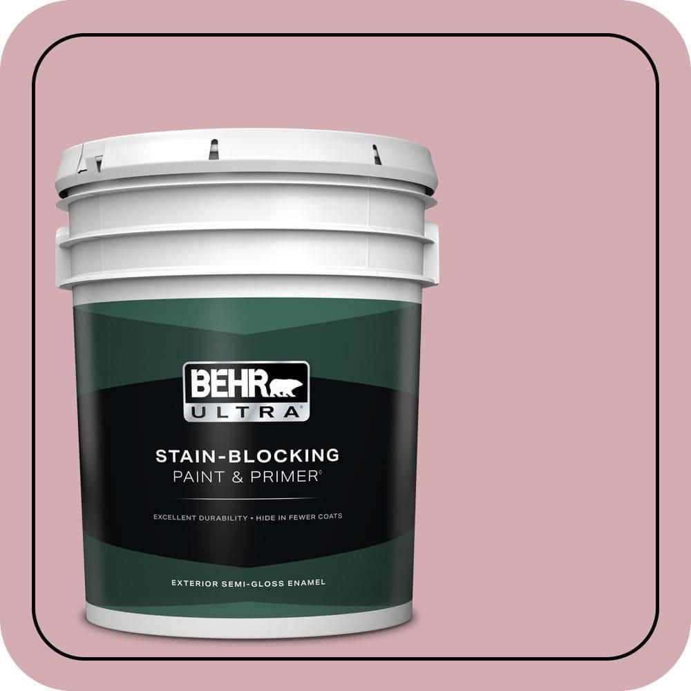 BEHR ULTRA 5 gal. #S130-3 Ballet Rose Semi-Gloss Enamel Exterior Paint & Primer