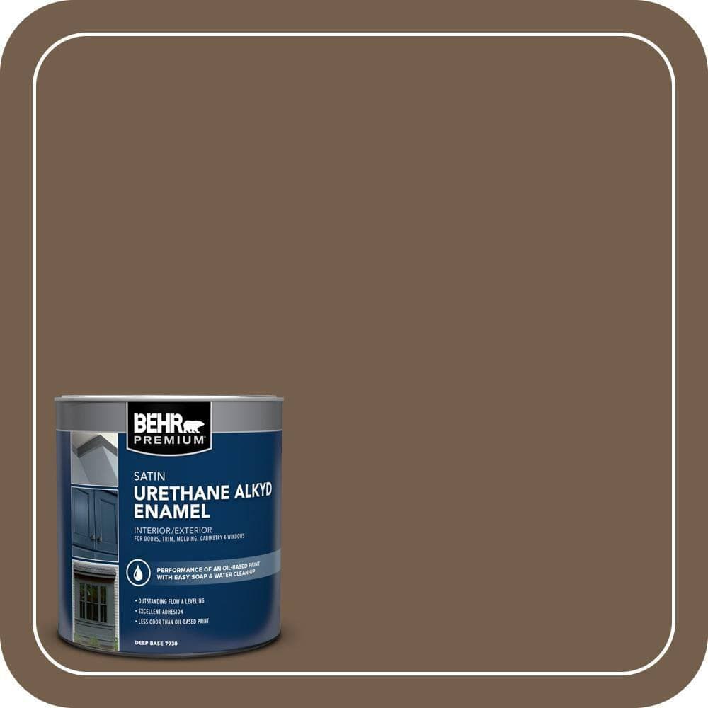 BEHR PREMIUM 1 qt. #MS-46 Chestnut Brown Satin Enamel Urethane Alkyd Interior/Exterior Paint (1)
