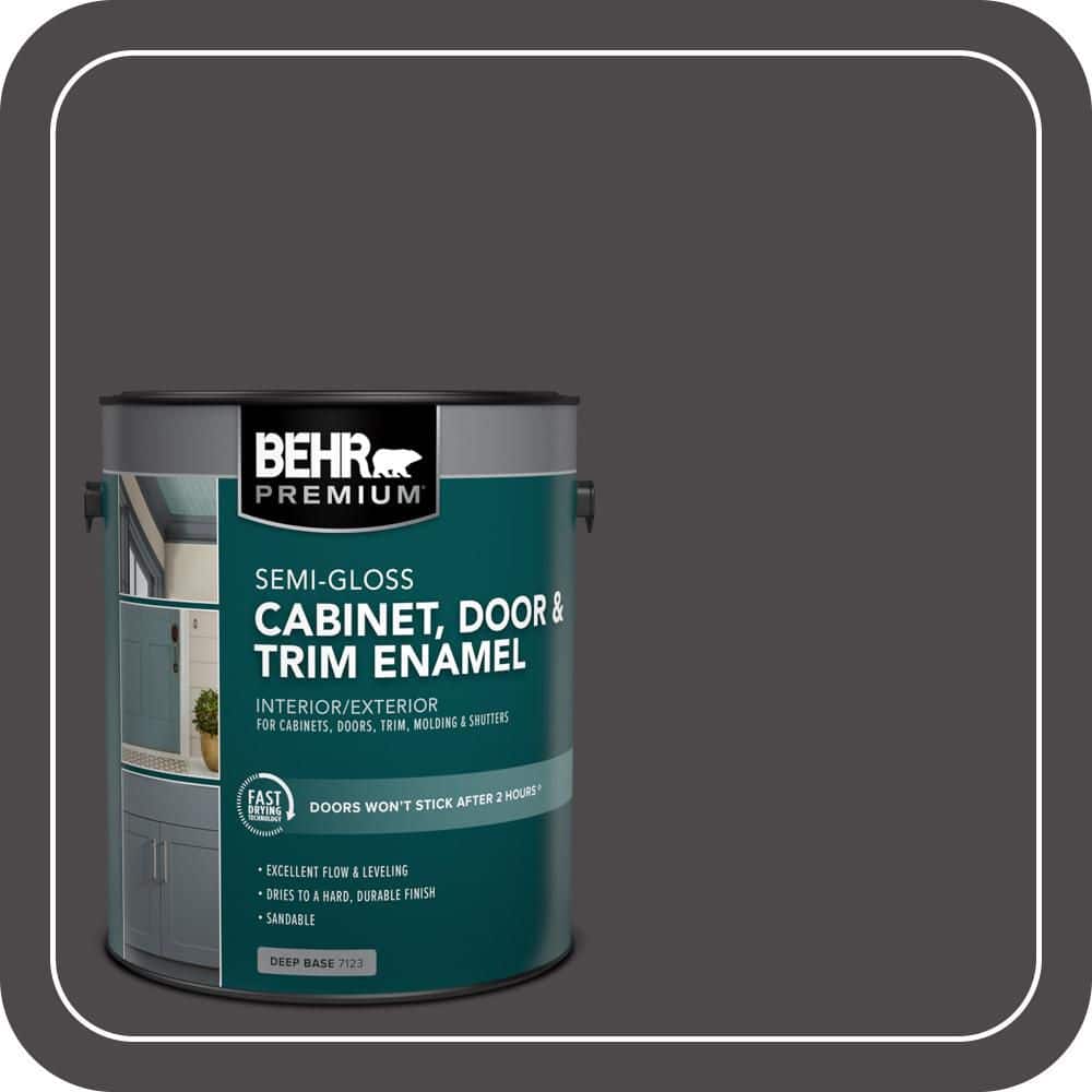 BEHR PREMIUM 1 gal. #N530-7 Private Black Semi-Gloss Enamel Interior/Exterior Cabinet, Door & Trim Paint