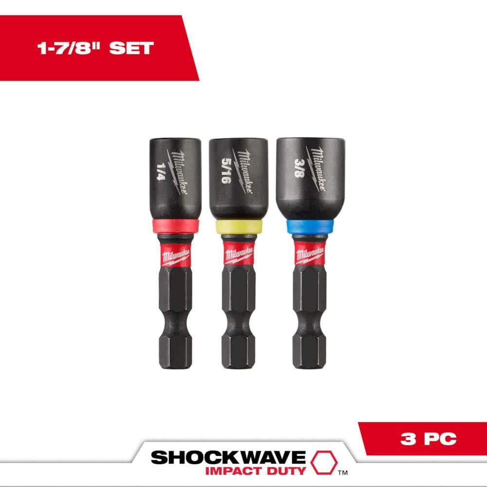 Milwaukee SHOCKWAVE Impact Duty 1/4 in. 5/16 in. 3/8 in. 1-7/8 in. Alloy Steel Magnetic Nut Driver Set