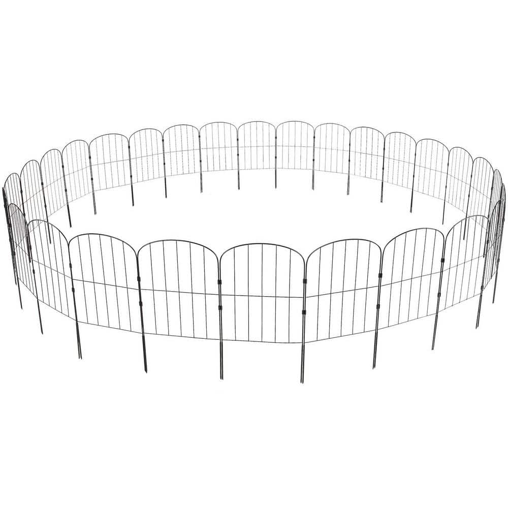 Laybus 28 Piece 24 in. x 30 ft. Black No Dig Fence Animal Barrier Fence, Steel Decorative Garden Fencing w/ 2 in. Spike Spacing (1)