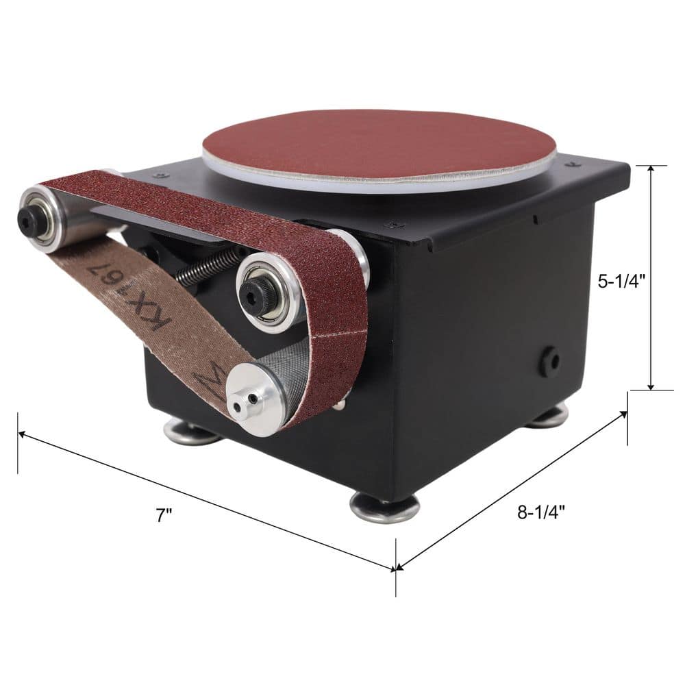 maocao hoom 2 in 1 Mini Belt Disc Sander, Bench Grinder Small Spindle Sander Machine for Wood Metal Stone Diy Grinding (2)