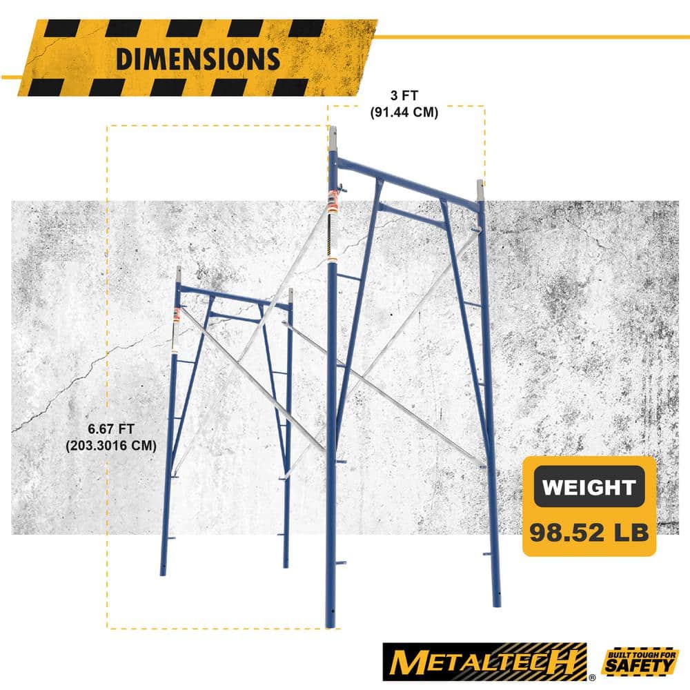 MetalTech Saferstack 7 ft. x 3.15 ft. x 7.2 ft. Plaster Style Arch Frame Section with Coupling Pins, Springlocks and Cross Braces (3)