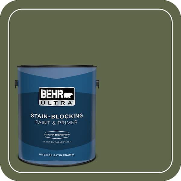 BEHR PREMIUM PLUS #410F-7 Fiddle Leaf Enamel Low Odor & Primer (3)