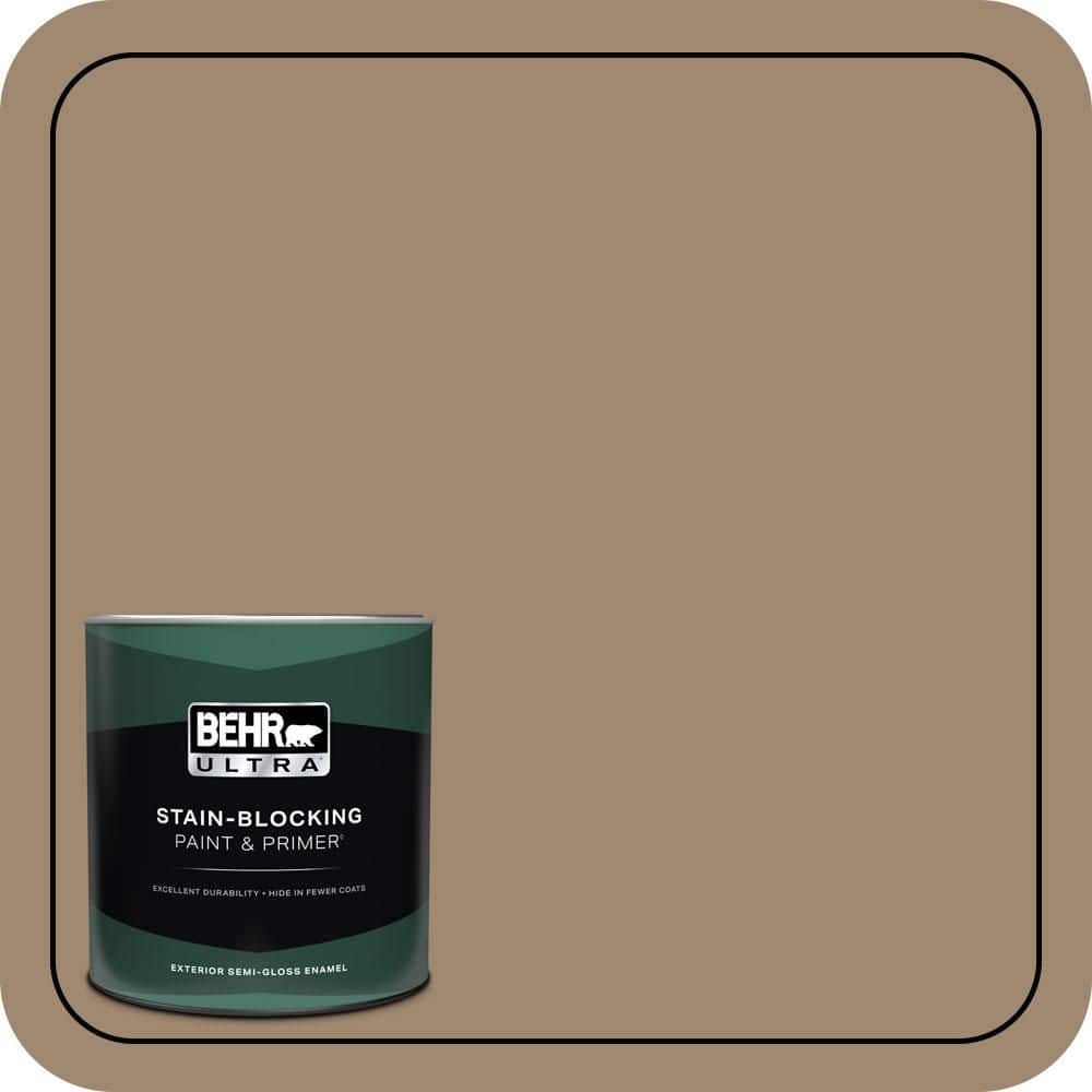 BEHR ULTRA 1 qt. #700D-5 Toffee Crunch Semi-Gloss Enamel Exterior Paint & Primer