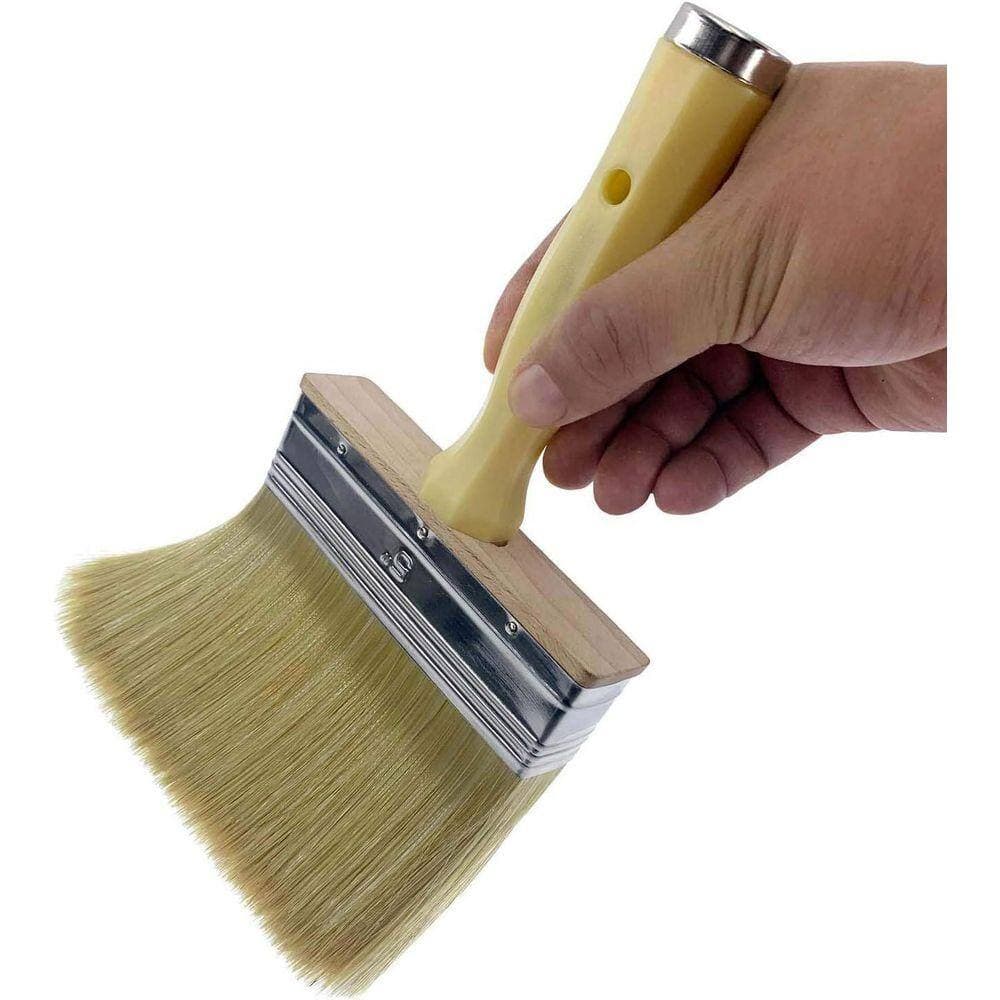 KIWDZFU 5 in. Deck Brush for Quick Stain Application on Decking, Fence, Walls, Furniture, Threaded Handle for Extension Use (3)