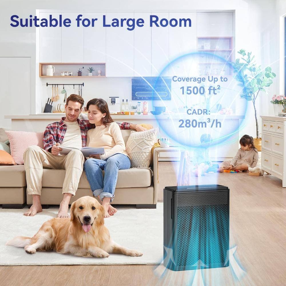 WOCK YARIKI Air Purifiers for Home Large Room Up to 1500 sq. ft. with Washable Filters, H13 HEPA, Black (2)