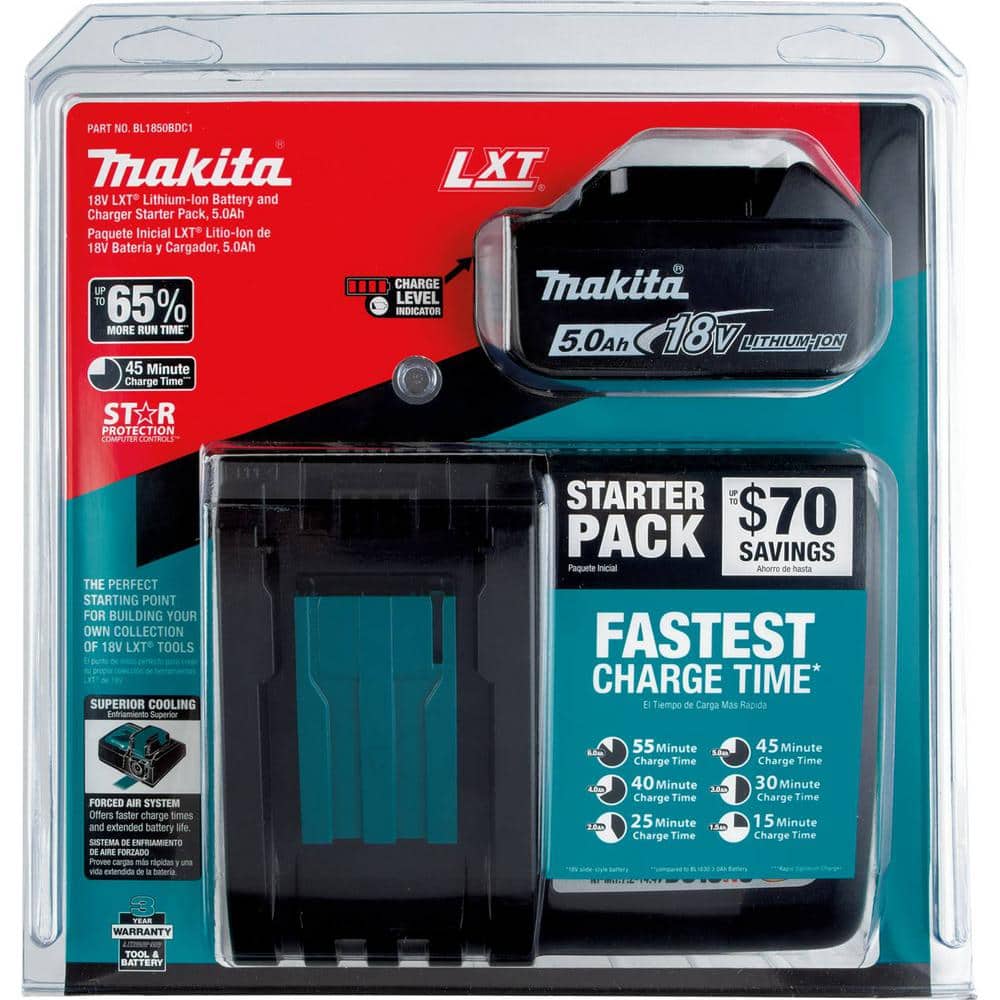 Makita 18V 5.0Ah LXT Lithium-Ion Battery and Charger Starter Pack (3)