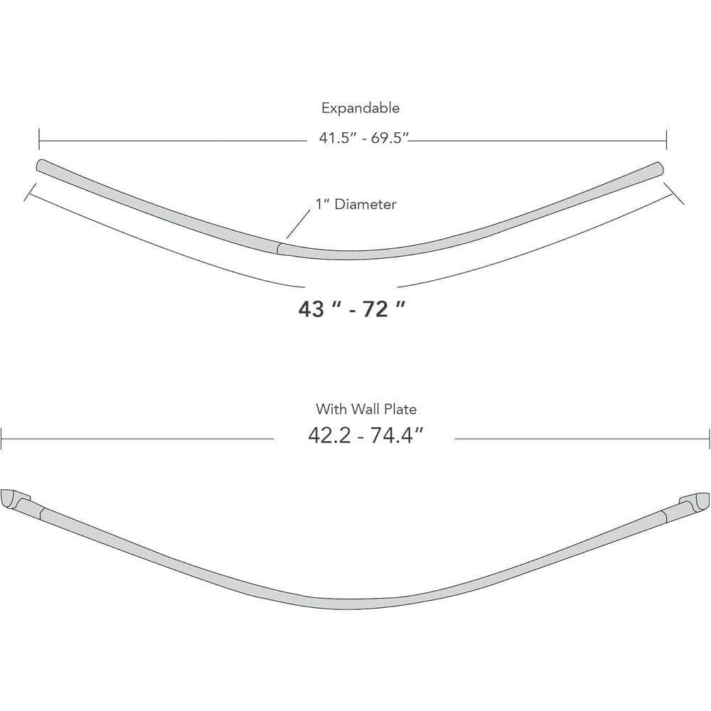JFVKAF 39.50 in. L x 2.50 in. W Expandable Aluminum Curved Shower Curtain Rod Telescoping Wall Mounted Silver (3)
