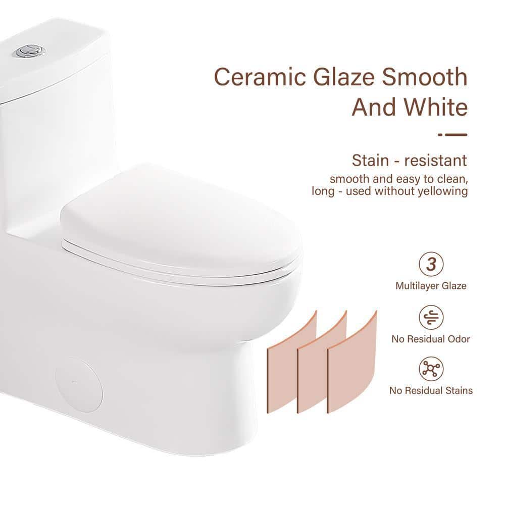 Logmey 1.1/1.6 GPF Dual Flush Elongated Toilet in White Ceramic with Soft Close Seat 1-Piece (2)