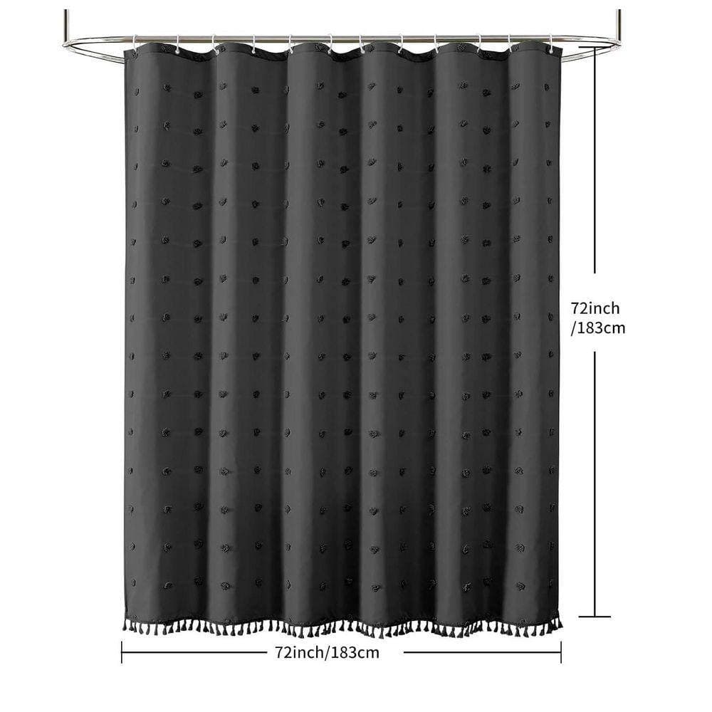 Unbranded Boho Farmhouse 72 in. W x 72 in. L Fabric Shower Curtain in Black (2)