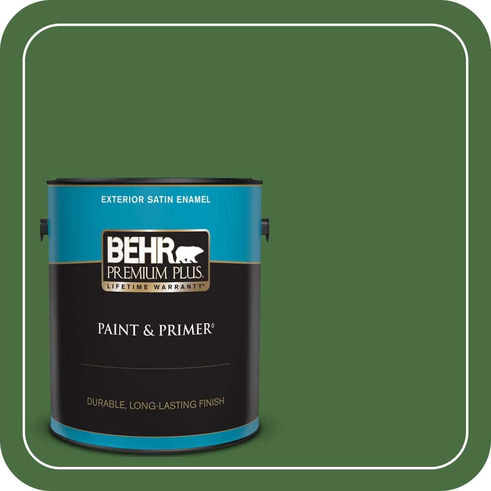 BEHR PREMIUM PLUS 1 gal. #S-H-440 Pine Scent Satin Enamel Exterior Paint & Primer