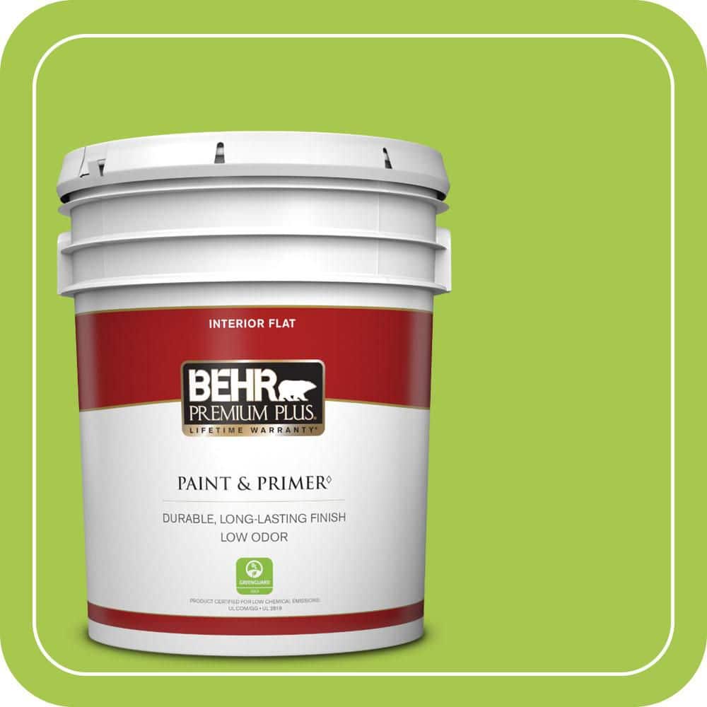 BEHR PREMIUM PLUS 5 gal. #420B-5 Sweet Midori Flat Low Odor Interior Paint & Primer