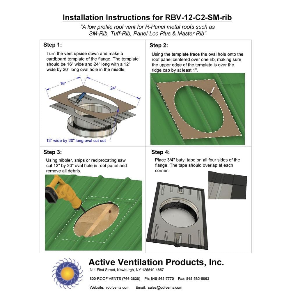 Active Ventilation SM-Rib Aluminum Static Roof Vent 12 in. Dia. NFA 113 sq. in. 2 in. Collar Mill Finish (2)