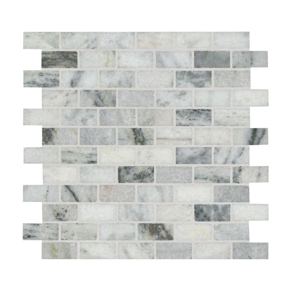 MSI Carrara Classique Brick 12 in. x 12 in. x 0.31 in. Honed Marble Mesh-Mounted Mosaic Tile (0.97 sq. ft./Case) (2)