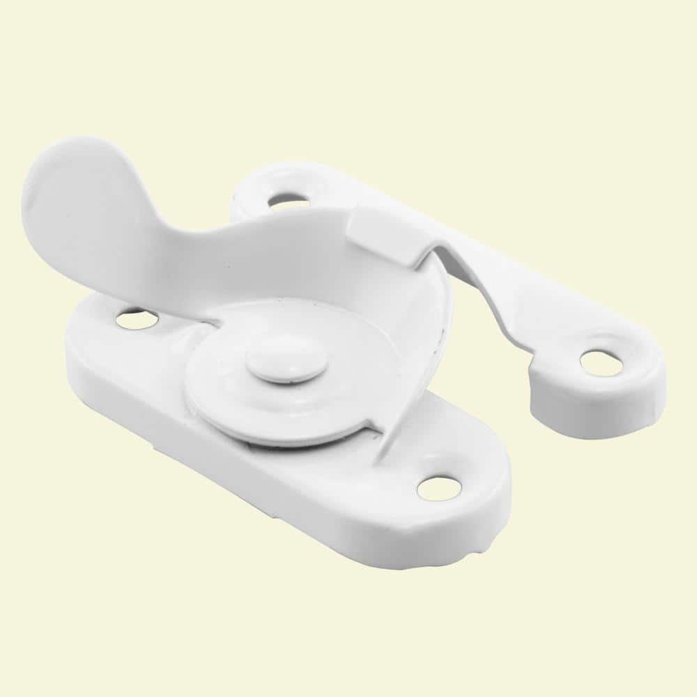 Prime-Line 2 in. White-Painted Stamped Steel Double Hung Sash Lock with Cam-Action Latch (1)