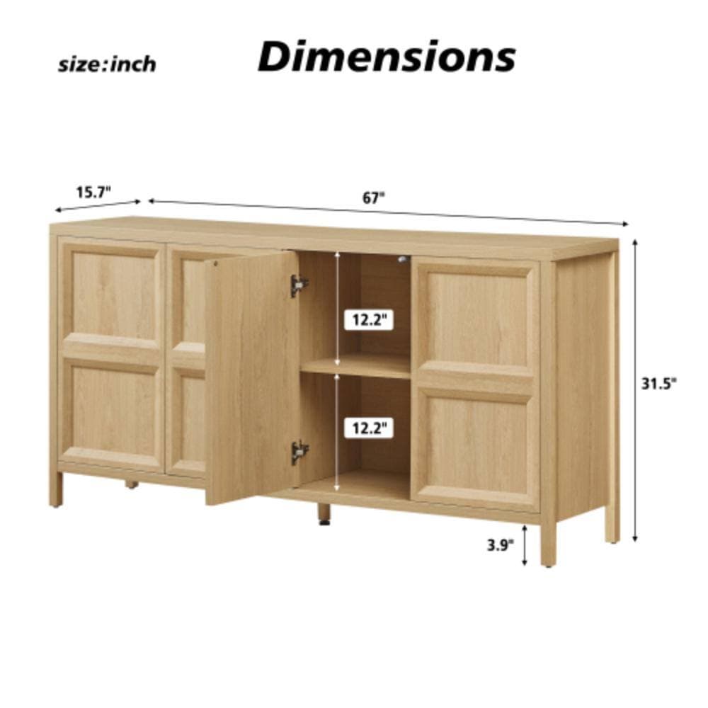 Unbranded 67 in. W x 15.7 in. D x 31.5 in. H Bathroom Brown Linen Cabinet (2)