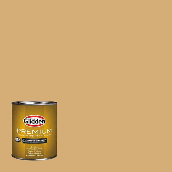 Glidden Premium 1 qt. Drops of Honey PPG1090-4 Satin Exterior Latex Paint (2)