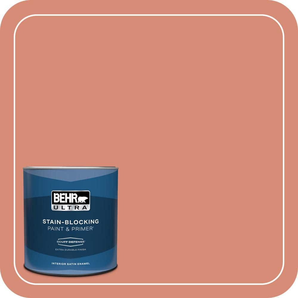 BEHR ULTRA 1 qt. #MQ4-32 Vintage Coral Extra Durable Satin Enamel Interior Paint & Primer