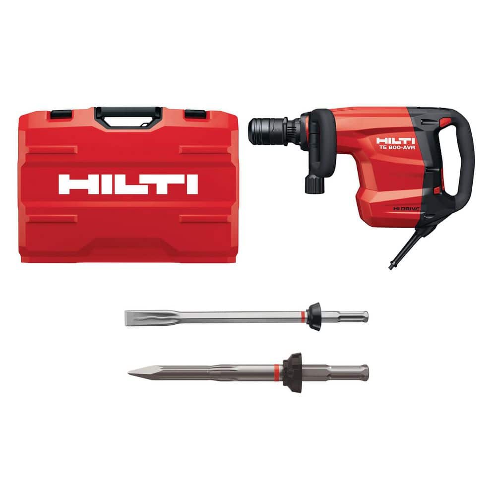 Hilti 15 Amp 5.6 in. SDS-MAX Corded TE 800-AVR Concrete Demolition Hammer with Case, Handle and 2 Chisels (1)