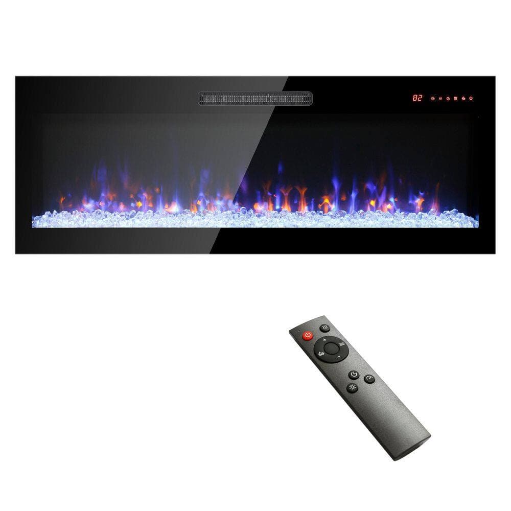 Runesay 60 in. 1400-Watt Black 5000 BTU Recessed Electric Fireplace Utility Convection Infrared Space Heater with Remote (1)