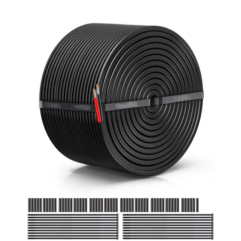Adrinfly 100 ft. 12V 18/2 AWG, 2 Conductor Electrical Wire,Voltage,Tinned Copper,Flexible For Lamp Cord,r Automotive Wiring,Black