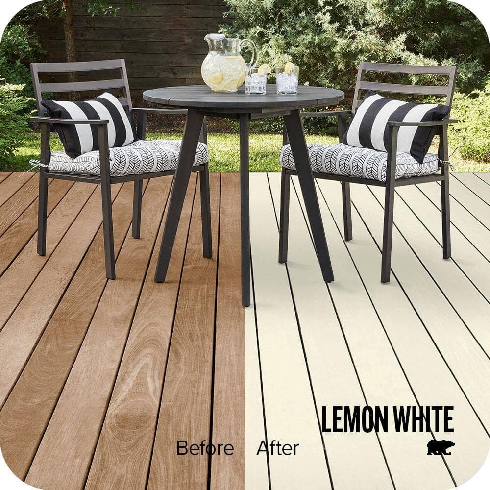 BEHR PREMIUM 1 qt. #P300-1 Lemon White Solid Color Waterproofing Exterior Wood Stain and Sealer (2)