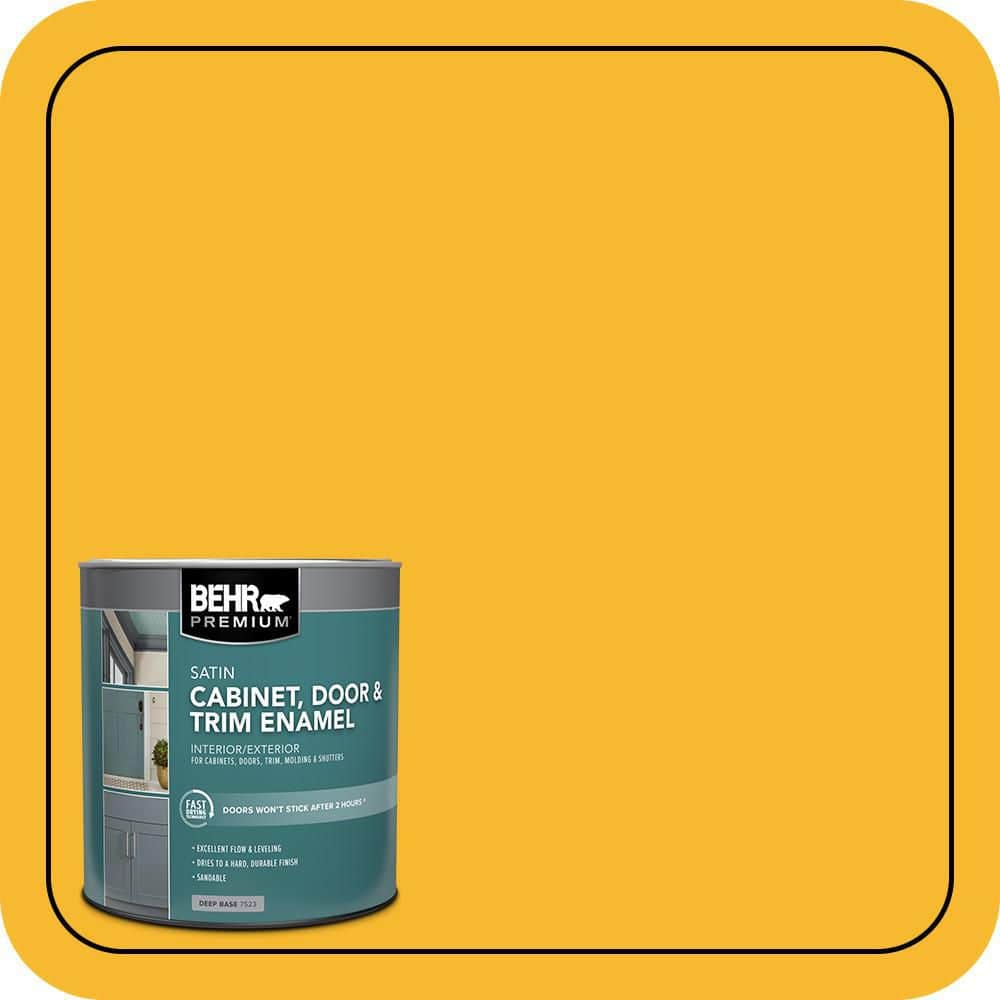BEHR PREMIUM 1 qt. #HDC-MD-02A Yellow Groove Satin Enamel Interior/Exterior Cabinet, Door & Trim Paint (1)