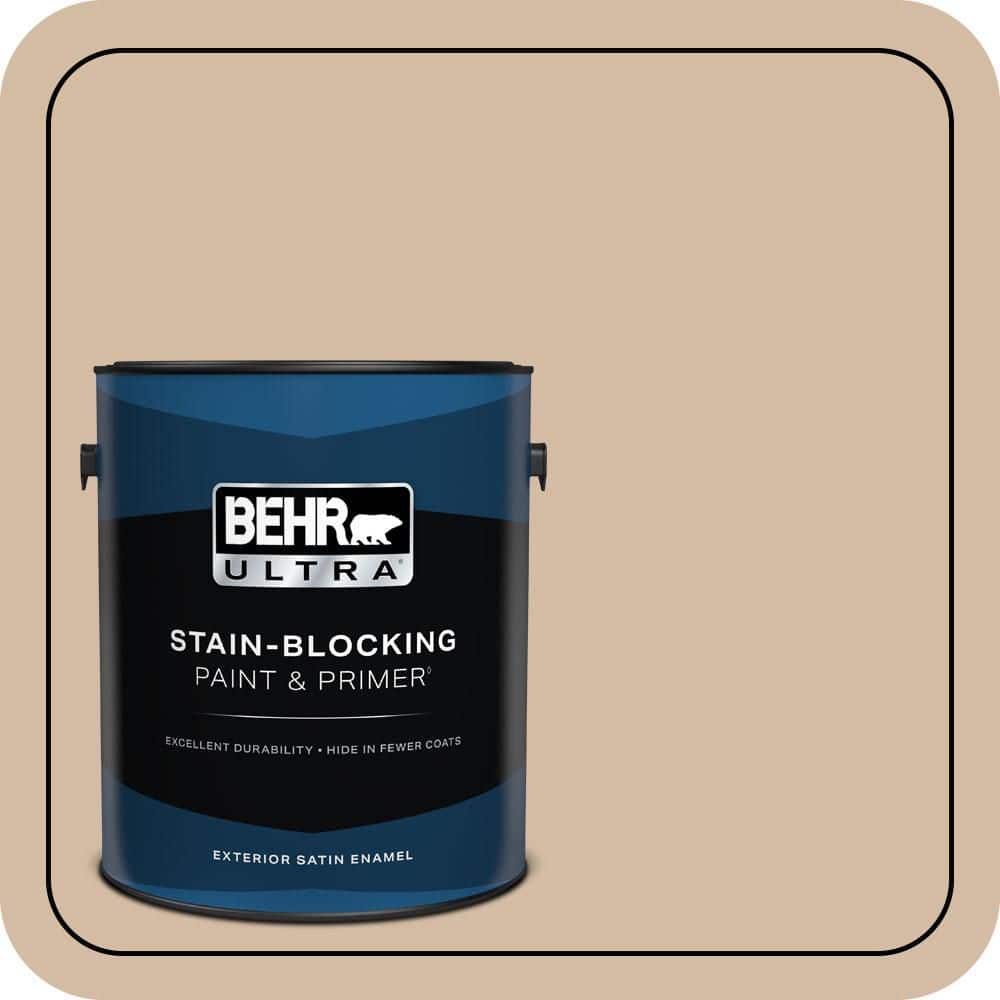 BEHR ULTRA 1 gal. #PWL-86 Nutty Beige Satin Enamel Exterior Paint & Primer