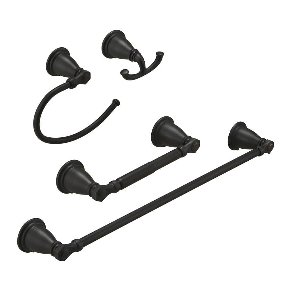 BWE 4-Piece Bath Hardware Set with Towel Bar Hand Towel Holder Toilet Paper Holder Towel Hook (1)