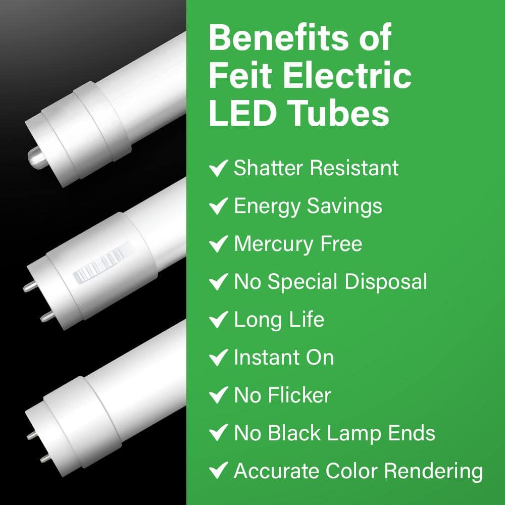 Feit Electric 15-Watt 6 in. T8 G13 Type AB Plug and Play and Ballast Bypass Linear U-Bend LED Tube Light Bulb, Selectable White (4)