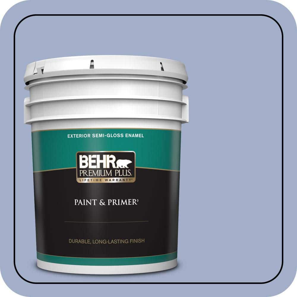 BEHR PREMIUM PLUS 5 gal. #610D-4 Bellflower Semi-Gloss Enamel Exterior Paint & Primer