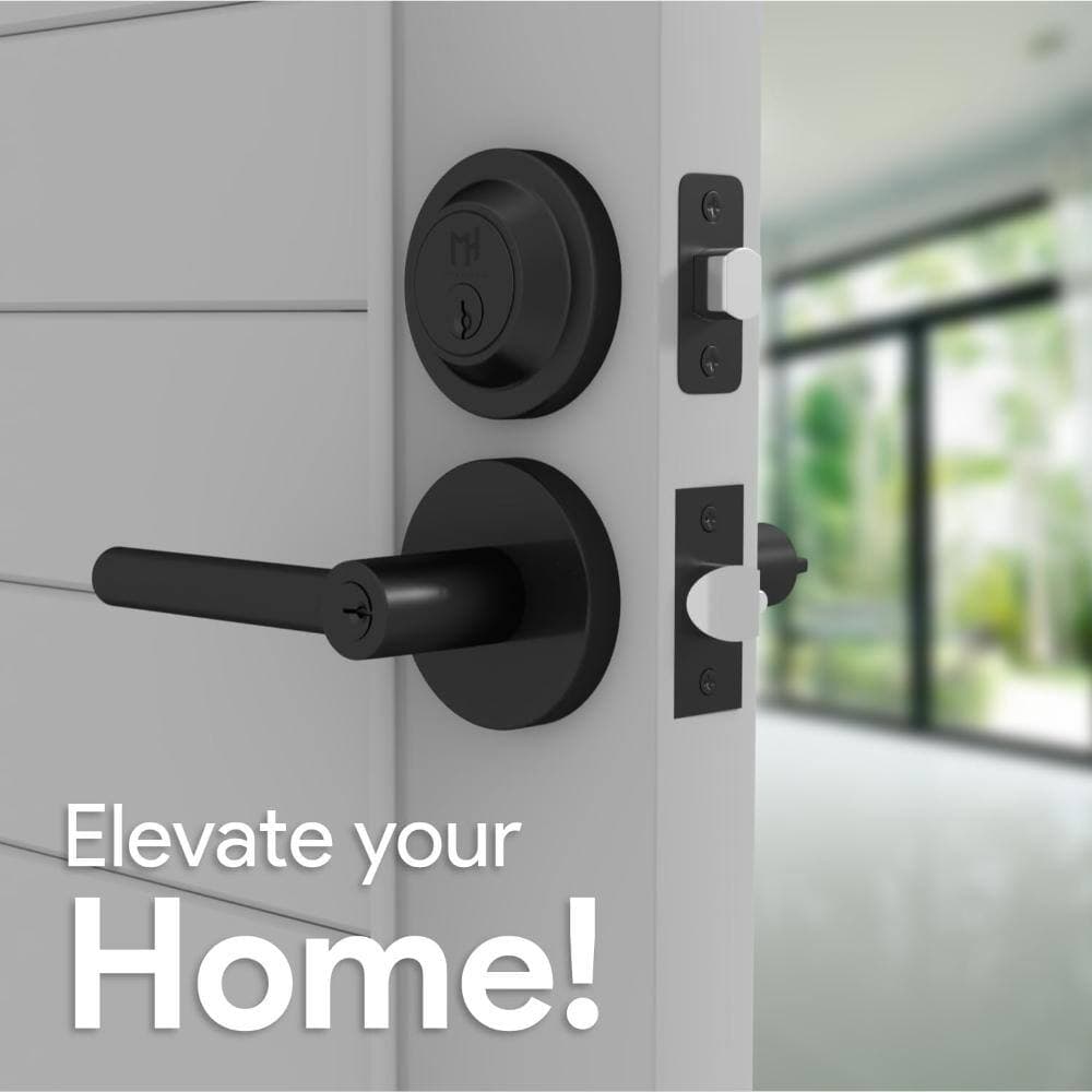Mega Handles Ronn Entrance Combo Lever & Deadbolt Lock Set, Matte Black (3)