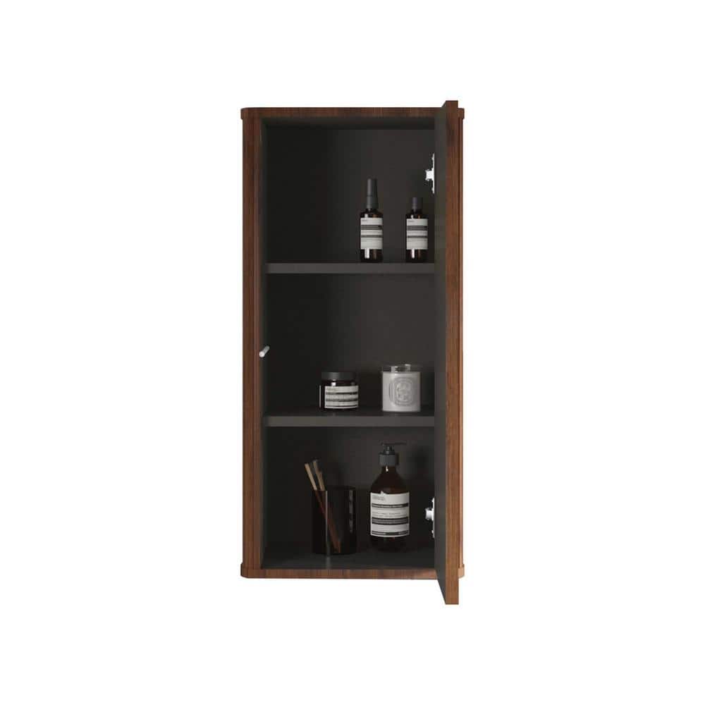 Unbranded Floating 14.17 in. W x 11.41 in. D x 29.52 in. H Brown Walnut Wall-mounted Storage Cabinet Linen Cabinet Bathroom (2)