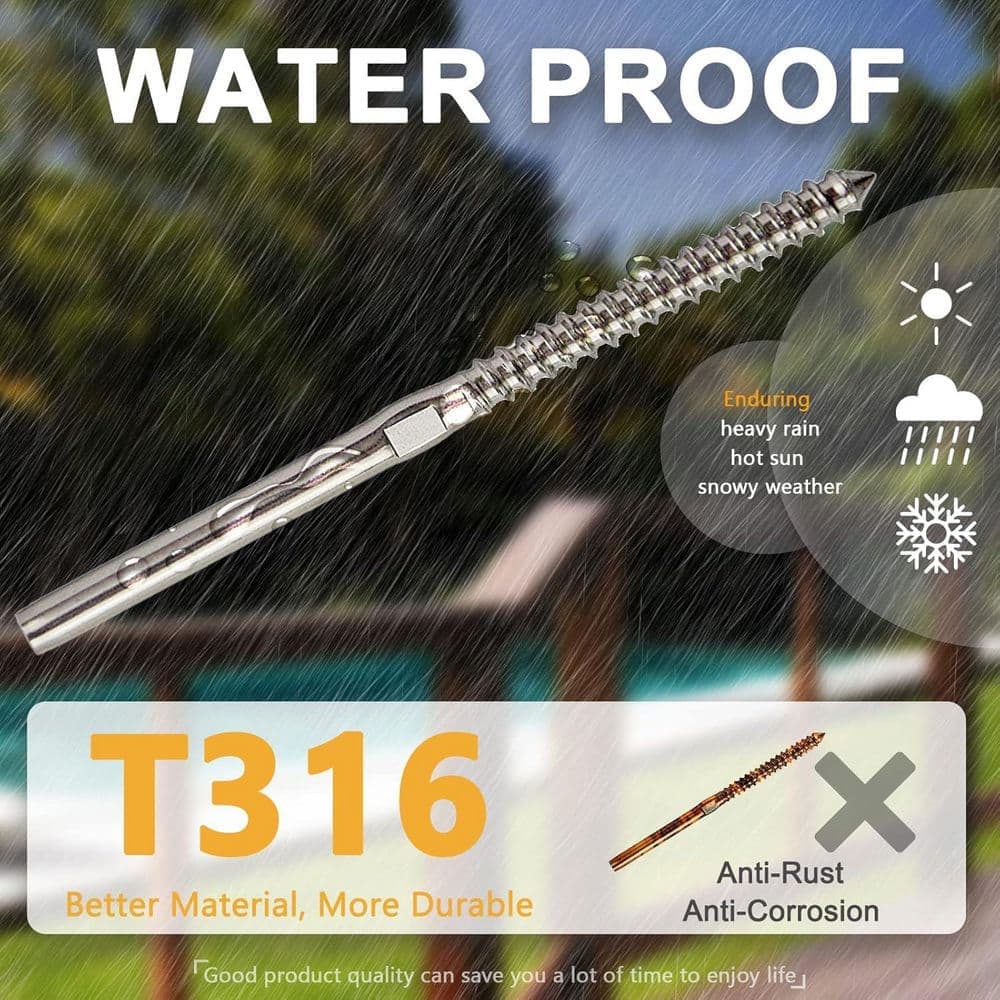 Afoxsos 1.22 in. H x 5.98 in. W 40-Pack T316 Black Metal Cable Railing Hardware Kit with Lag Screws for Cable (3)
