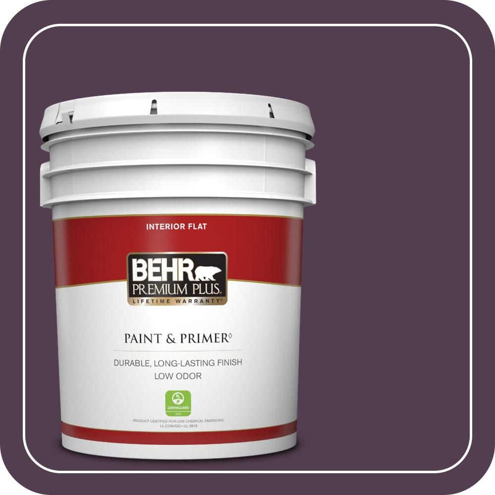 BEHR PREMIUM PLUS 5 gal. #PPU17-02 Oriental Eggplant Flat Low Odor Interior Paint & Primer