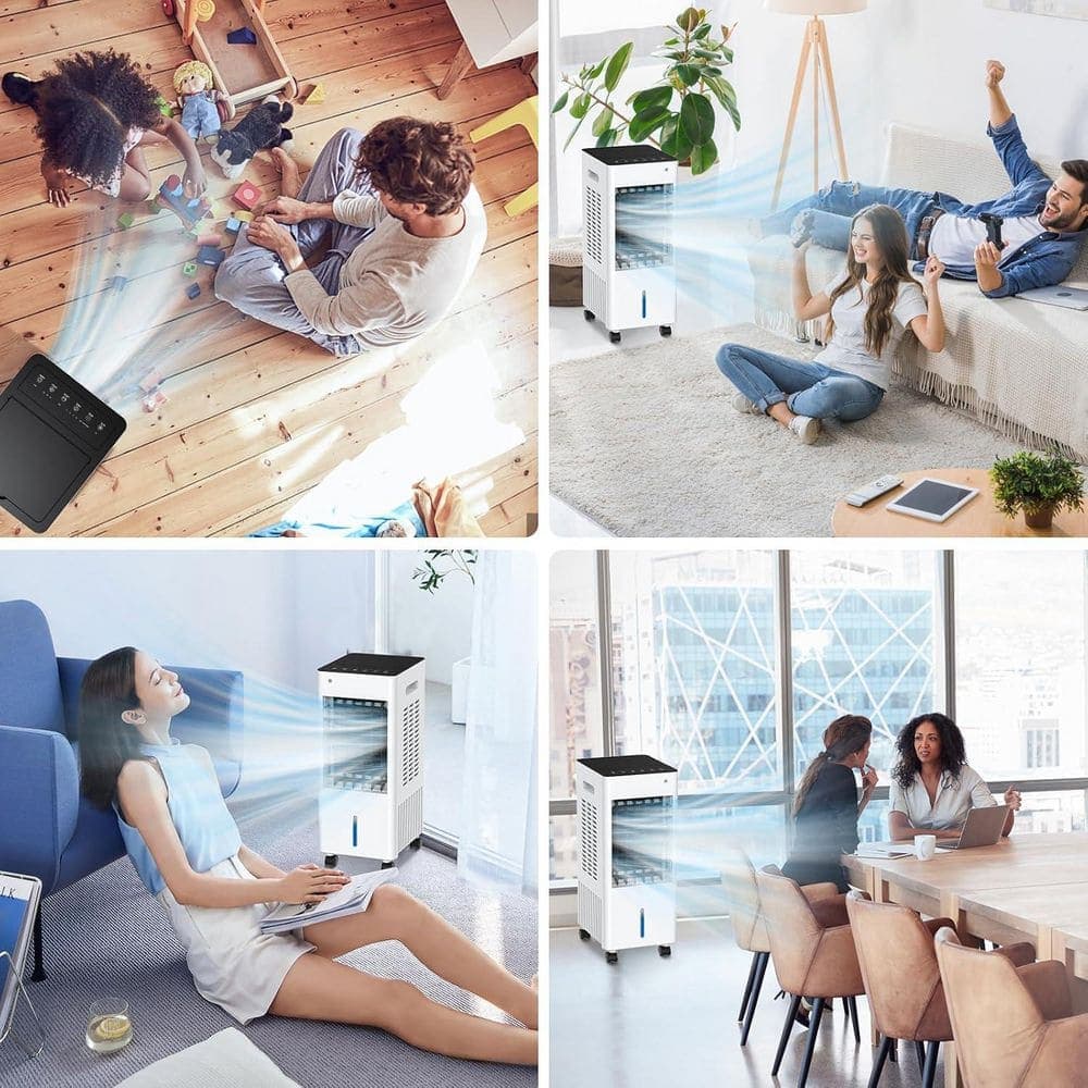 Adrinfly 0.5-7.5h 8L Water Tank Evaporative Air Cooler 3-Side Air Intake 3-Speeds 60°Oscillation Portable AC Unit for Home Office (3)