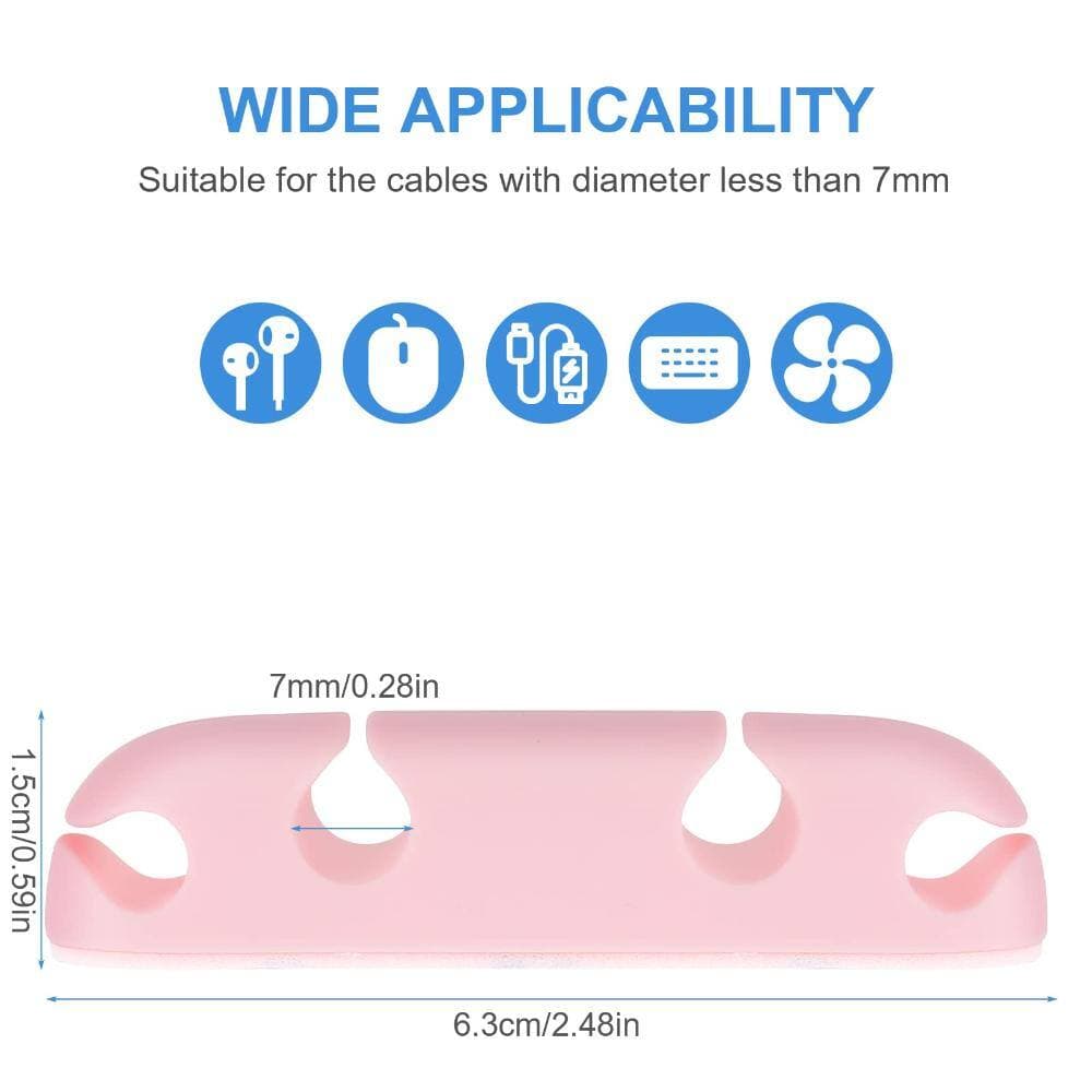 Unbranded 3-Piece Silicone Cable Clips with 4-Slot Cord Organizer for Desk Cable Management, Self-Adhesive Pink (2)
