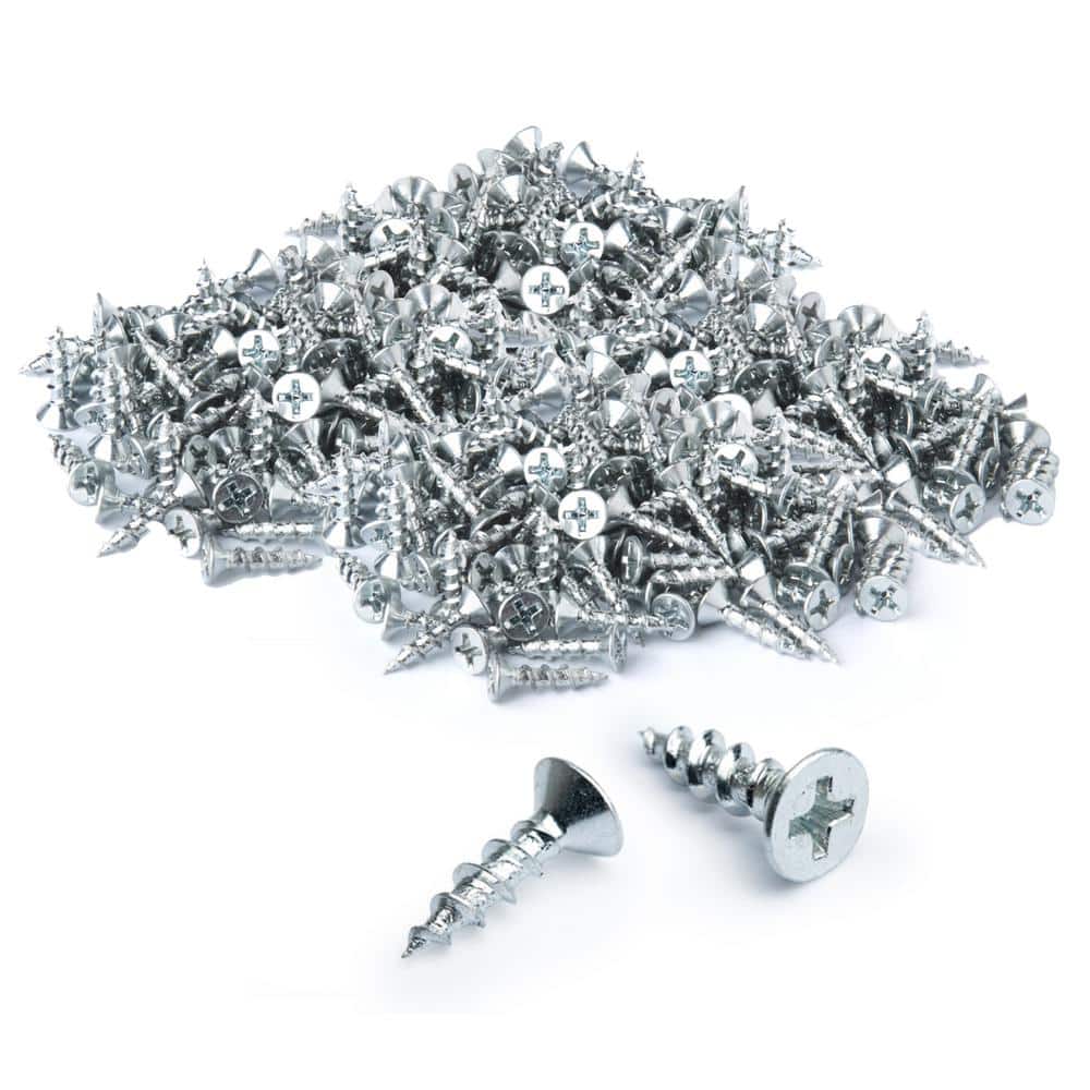 ‎POWERTEC #6 in. x 5/8 in. Phillips Flat Head Deep Thread Nickel (Zinc Plated Design) Woodworking Wood Screw (500-Pack) (3)