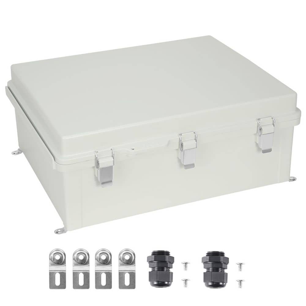 SKYSHALO Outdoor Electrical Junction Box, 13.78 x 9.84 x 5.90 in. ABS Plastic Electrical Enclosure Box with Stainless Steel Latch (1)