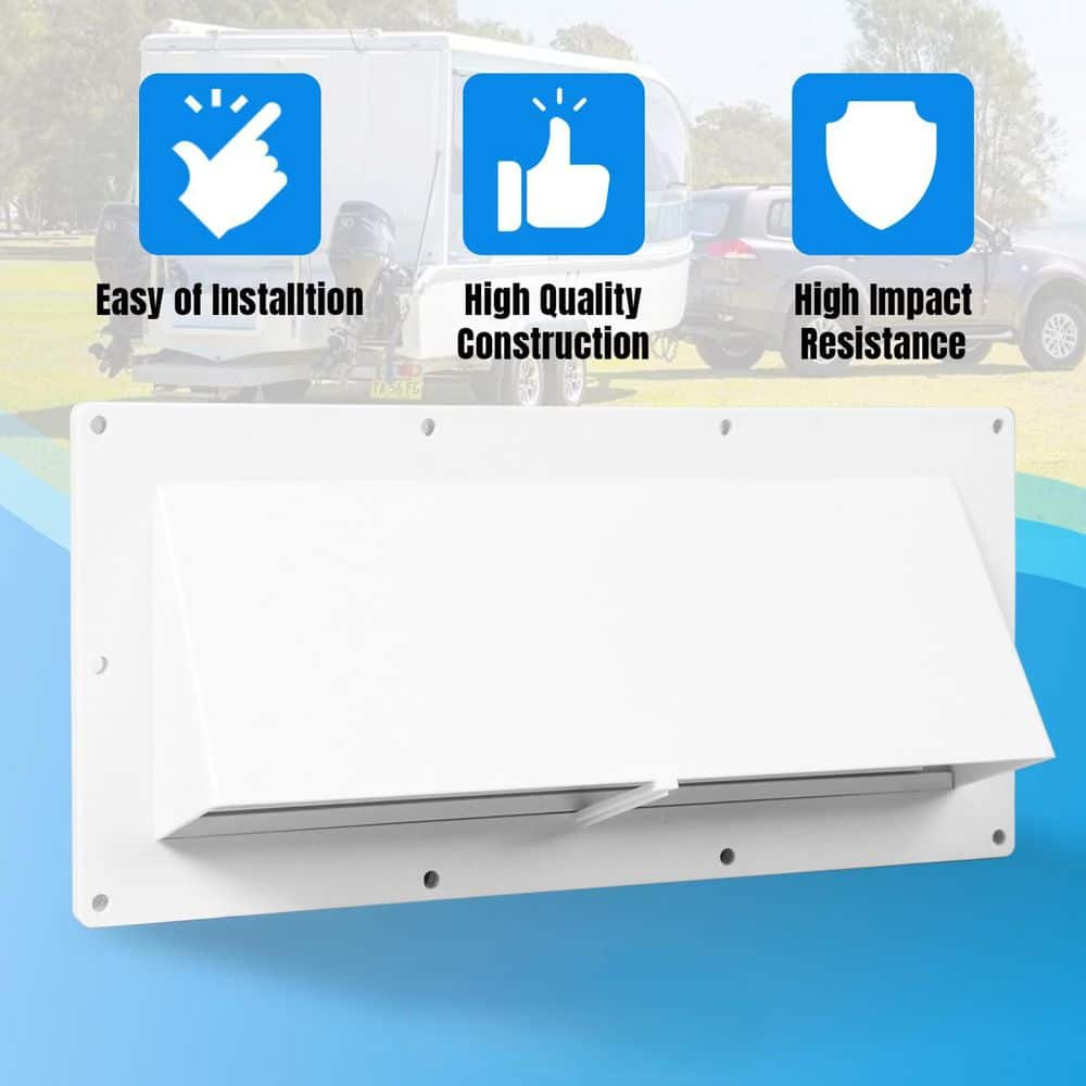 Laybus 10.3 in. x 3.5 in. White Aluminum RV Stove Vent Cover with Locking Damper, RV Range Vent Cover for Camper, Motorhomes (3)