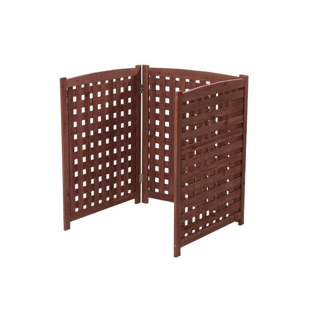 Unbranded 3-Panel Outdoor Air Conditioner Fence Screen, Outside Wood Privacy Fence, 32 in. W x 38 in. H (2)
