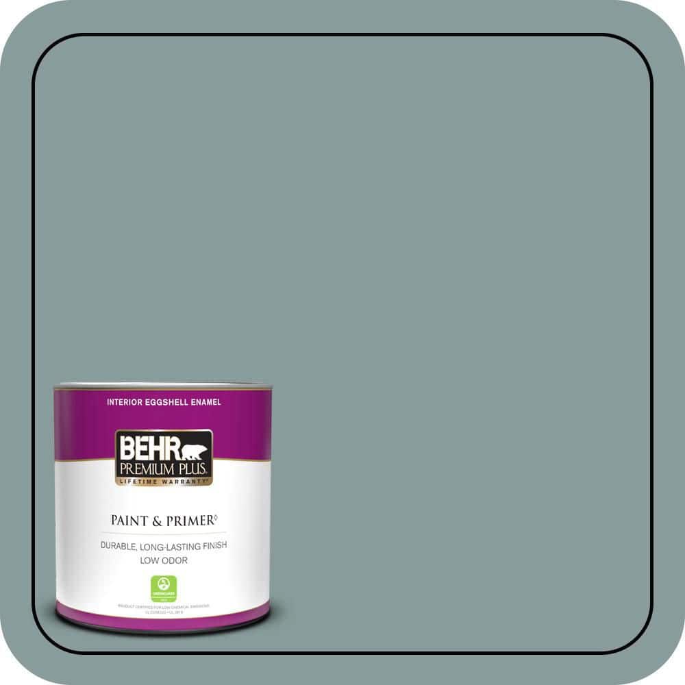 BEHR PREMIUM PLUS 1 qt. Home Decorators Collection #HDC-AC-23 Provence Blue Eggshell Enamel Low Odor Interior Paint & Primer (1)