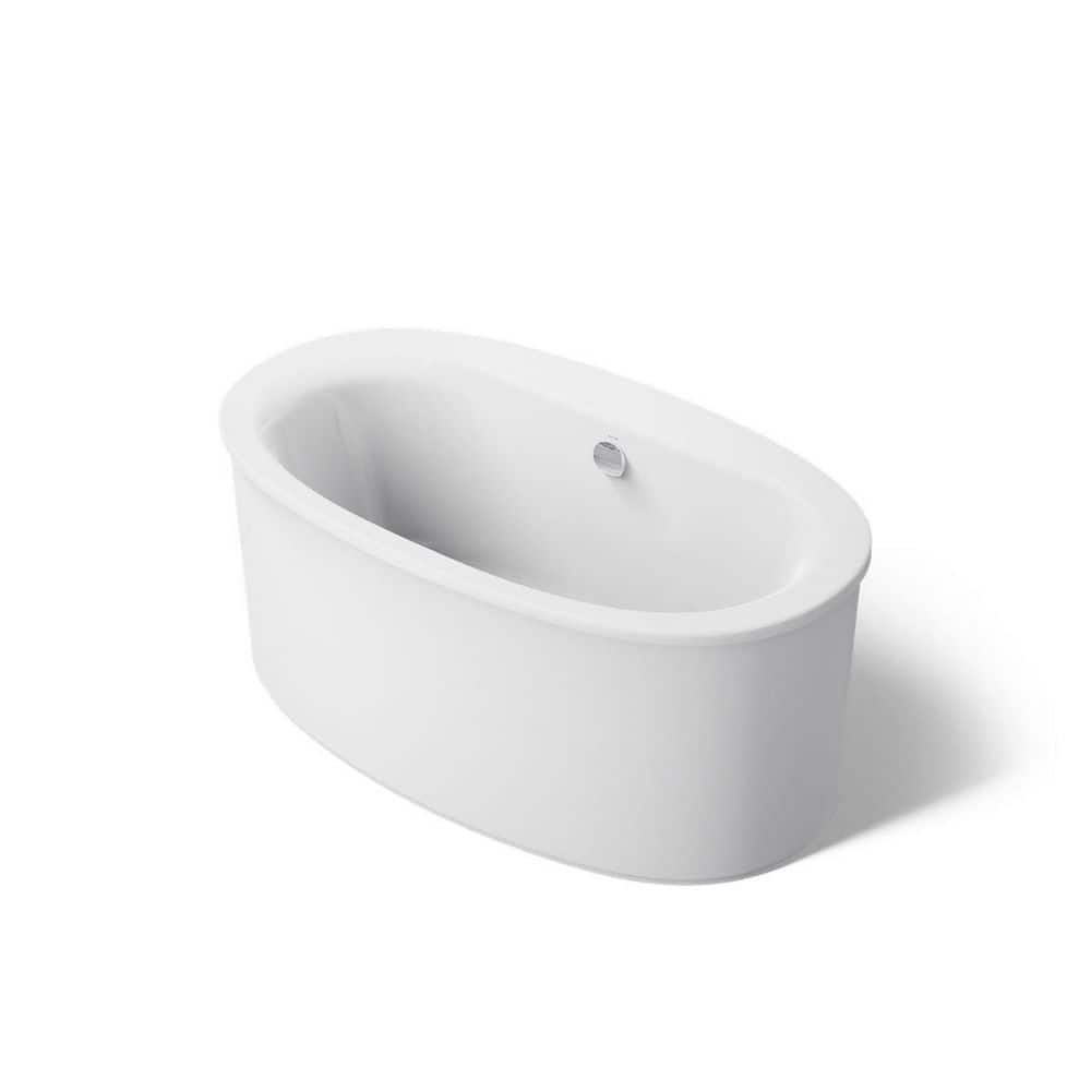 KOHLER Sunstruck 60 in. x 34 in. Soaking Bathtub with Center Drain in White (1)