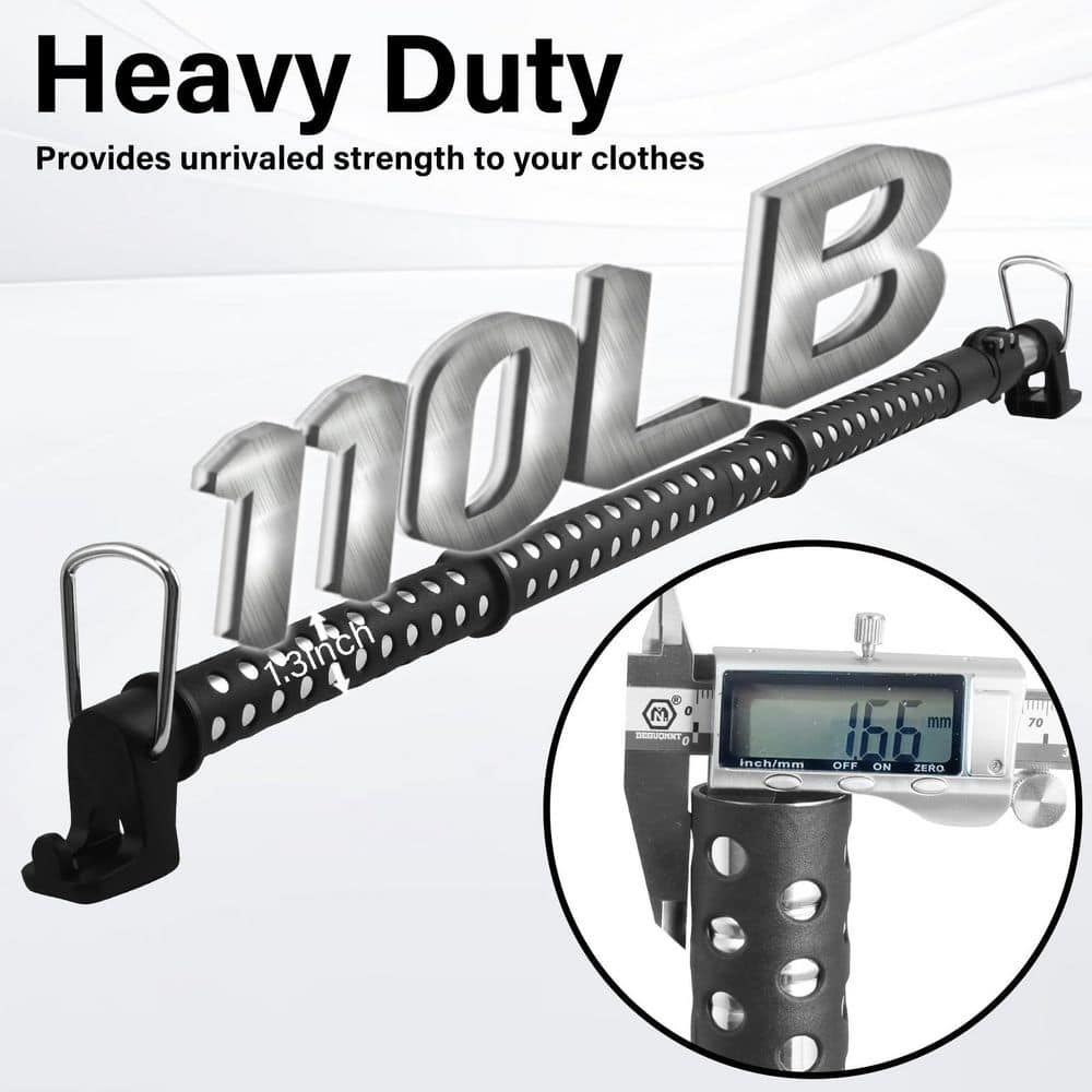 NVNOO 34 in. to 54 in. Adjustable Metal Car Clothes Hanger Bar for Car Trucks SUVs RVs Toad Trippers RVs, Black (3)
