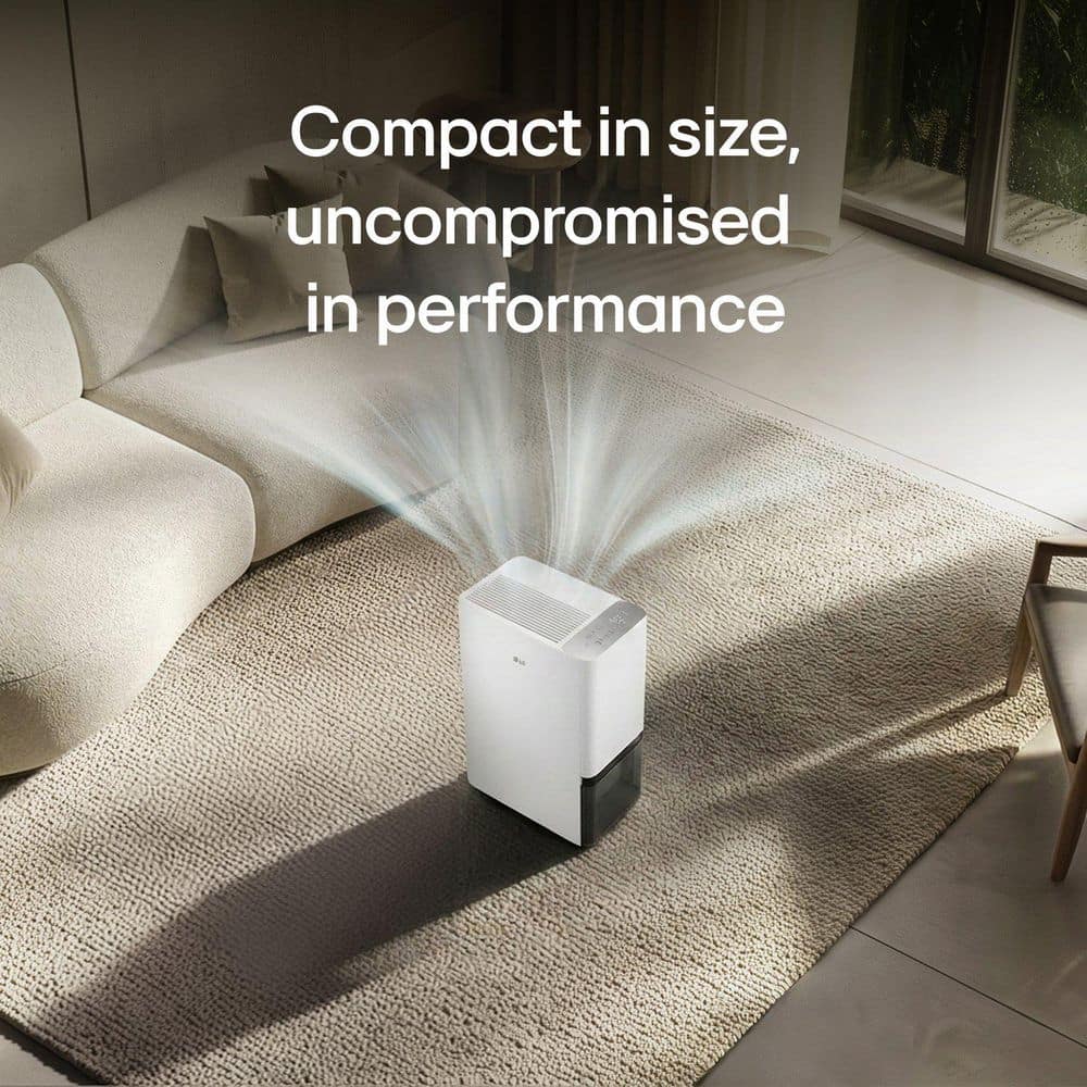 LG 50 pints/day 14.3 pt. Bucket Capacity 4,500 sq. ft. Smart Dehumidifier with Bucket and Wi-Fi Enabled in White (2)
