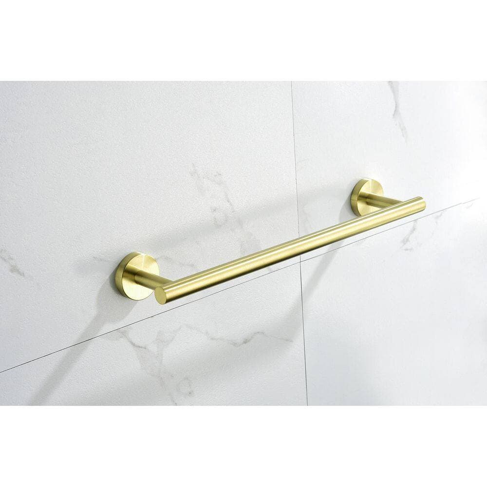 Unbranded Brushed Gold Stainless Steel 3-Piece Bathroom Hardware Set with Towel Bar, Toilet Paper Holder and Robe Hook (2)