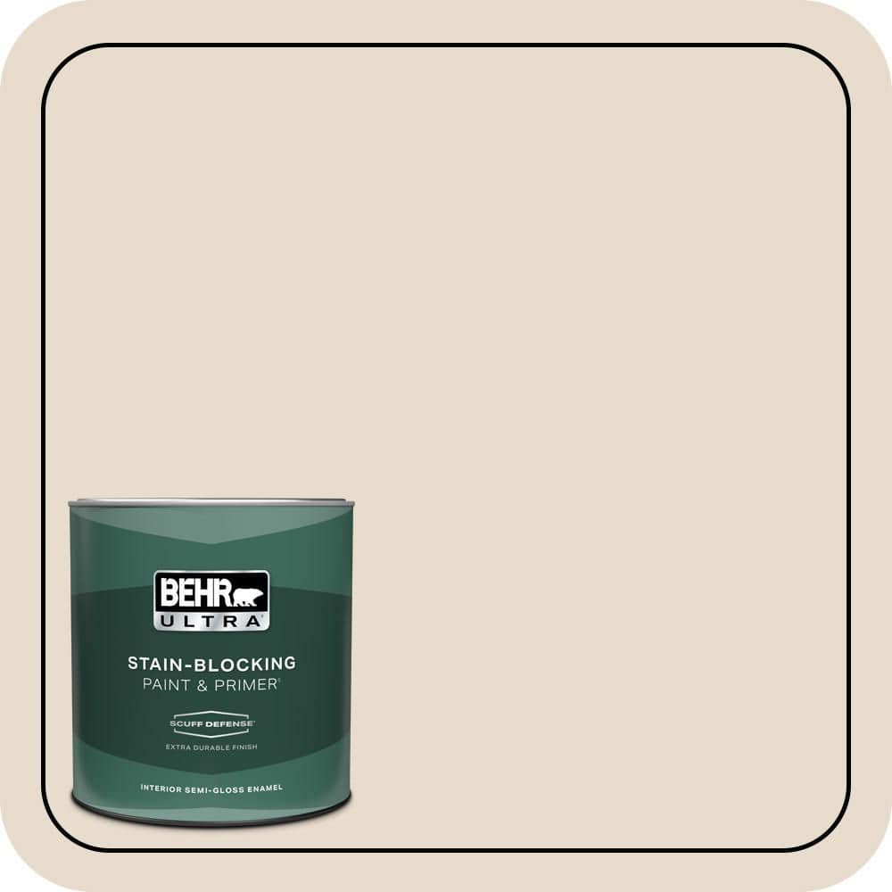 BEHR ULTRA 1 qt. #OR-W11 White Mocha Extra Durable Semi-Gloss Enamel Interior Paint & Primer