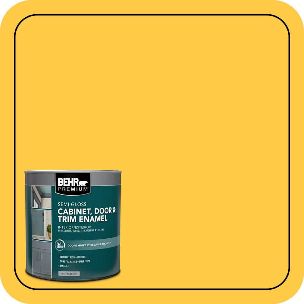 BEHR PREMIUM 1 qt. #P290-6 English Daisy Semi-Gloss Enamel Interior/Exterior Cabinet, Door & Trim Paint