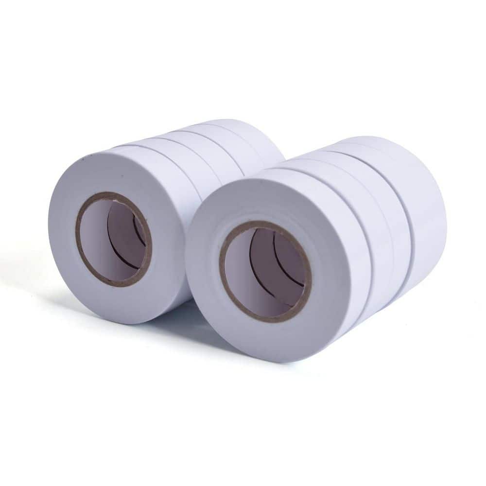 Yichuhaoxi 3/4 in. x 66 ft. Electrical Tape Waterproof Weather Resistant White 10 Pack Ideal for Indoor Outdoor Use